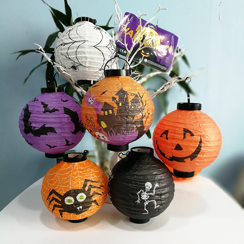 Halloween Handheld Halloween Pumpkin Paper Lantern Hanging Light-Up