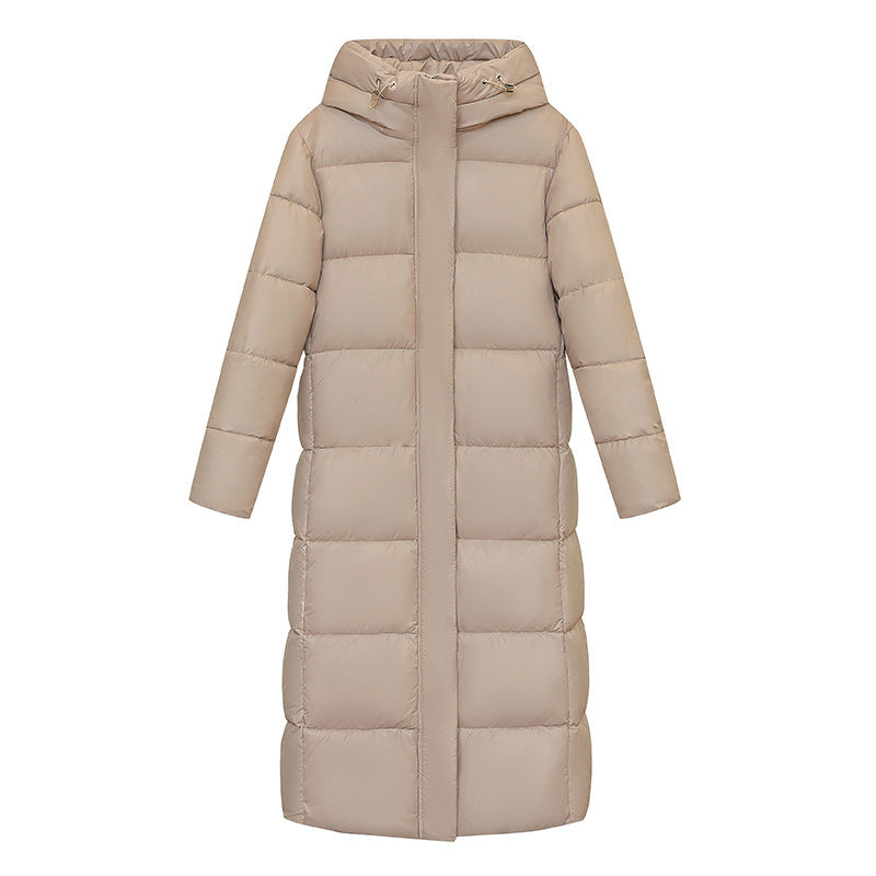 Women's Super Long Down Jacket Winter Puffer Thick Coat Black Red