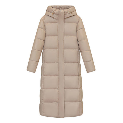Women's Super Long Down Jacket Winter Puffer Thick Coat Black Red
