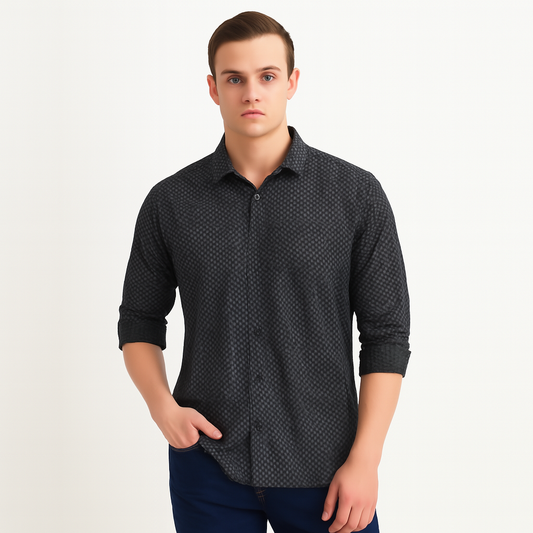 Men Regular Shirt, Black (Size-M)