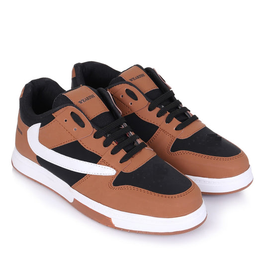 Men Lace Up Running Shoes, Brown (Size-7 UK)