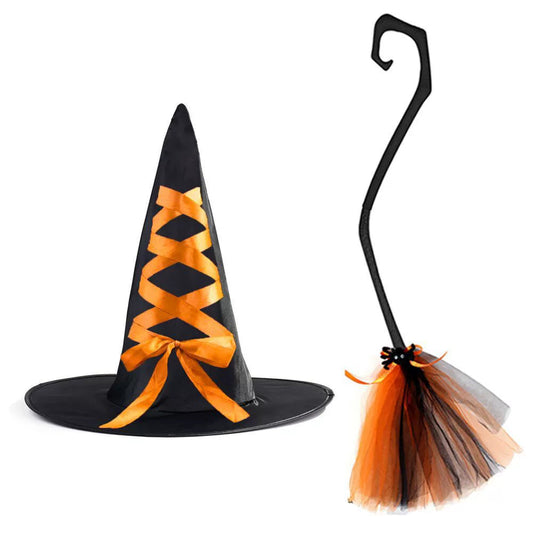 Arrival Dark Halloween Essential: Girls’ Witch Wand and Hat Set for