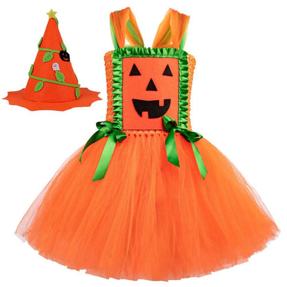 Arrival Girls’ Halloween Pumpkin Pattern Dress – Princess Cosplay