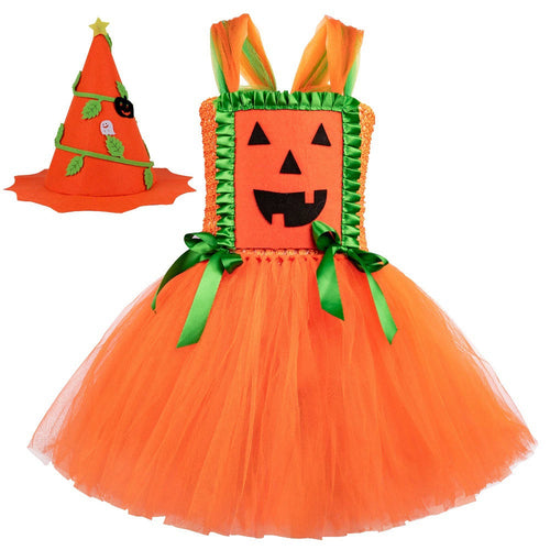 Arrival Girls’ Halloween Pumpkin Pattern Dress – Princess Cosplay