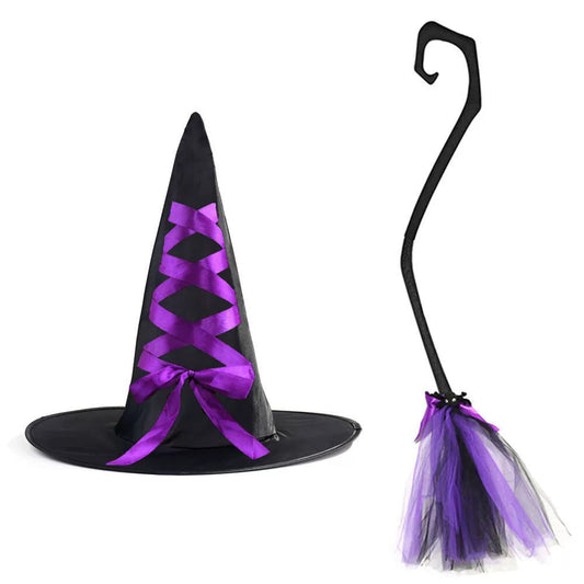 Arrival Dark Halloween Essential: Girls’ Witch Wand and Hat Set for