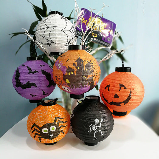 Halloween Handheld Halloween Pumpkin Paper Lantern Hanging Light-Up